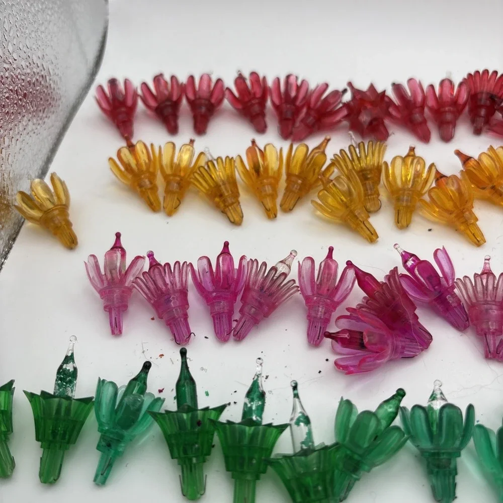 Vtg String Light Flower Tulip Sputnik Atomic Multi Color Covers Reflectors AS IS